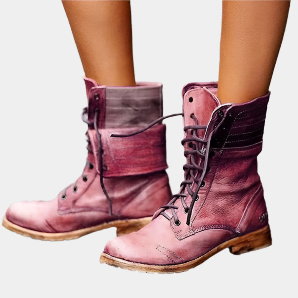Cora - Bottes en cuir élégantes et confortables pour femmes Rose