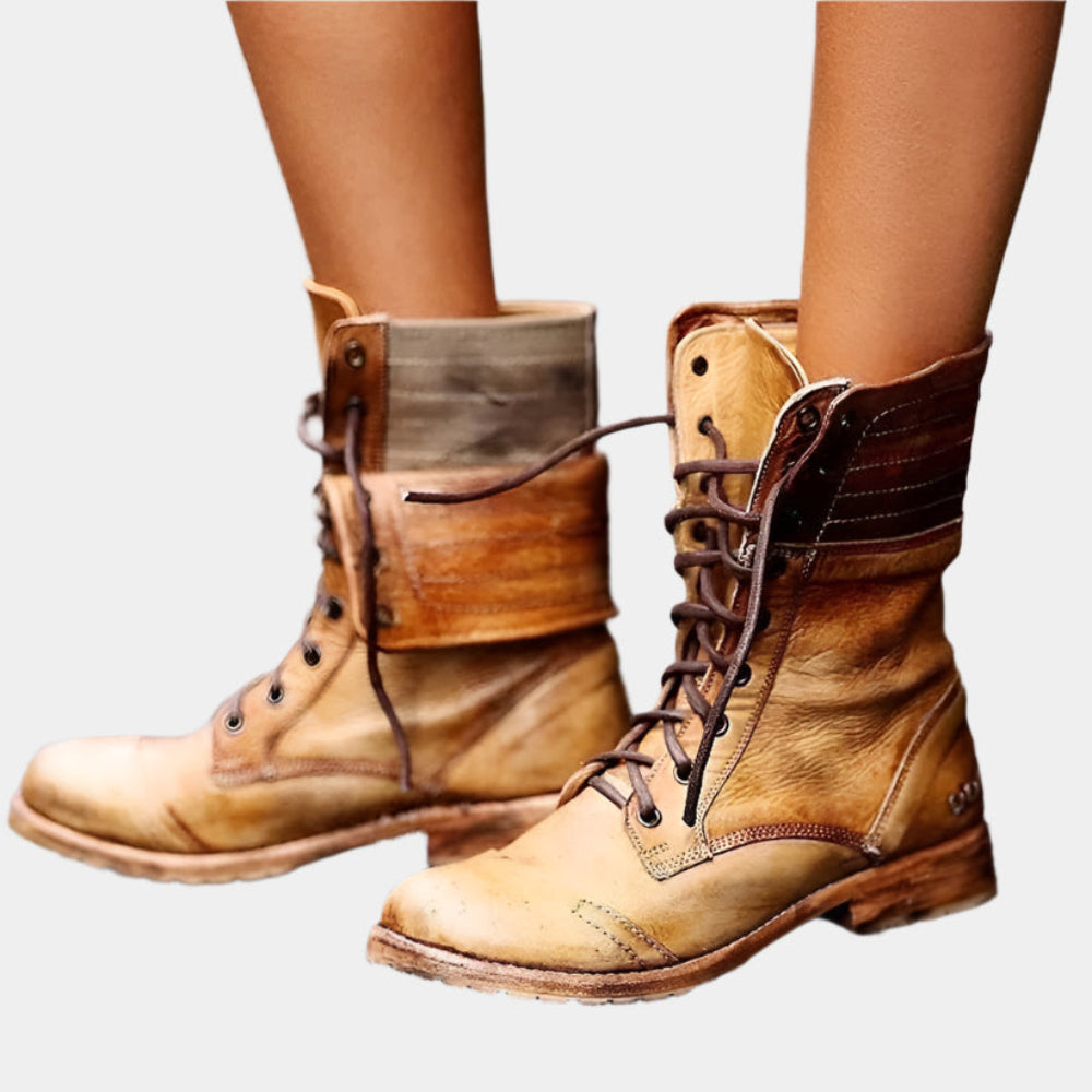 Cora - Bottes en cuir élégantes et confortables pour femmes Jaune
