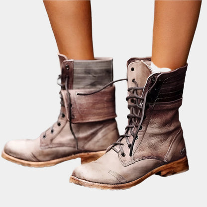 Cora - Bottes en cuir élégantes et confortables pour femmes Kaki