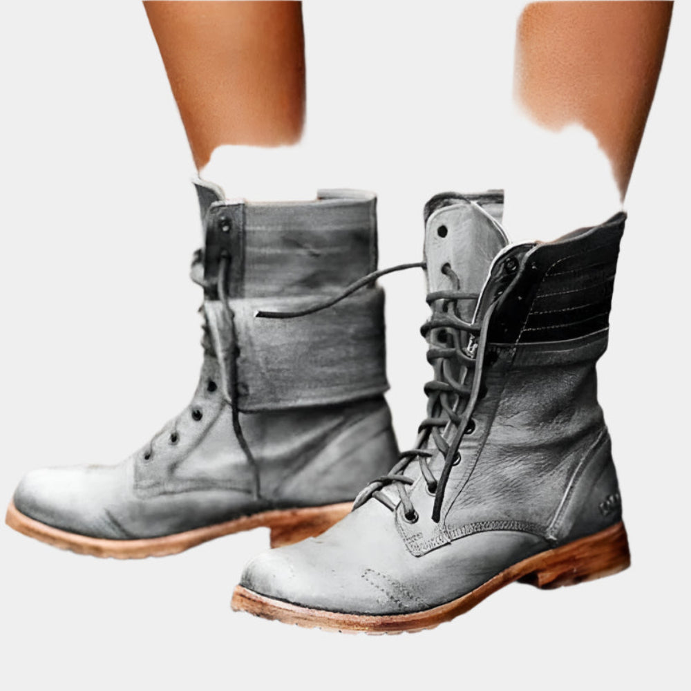 Cora - Bottes en cuir élégantes et confortables pour femmes Gris