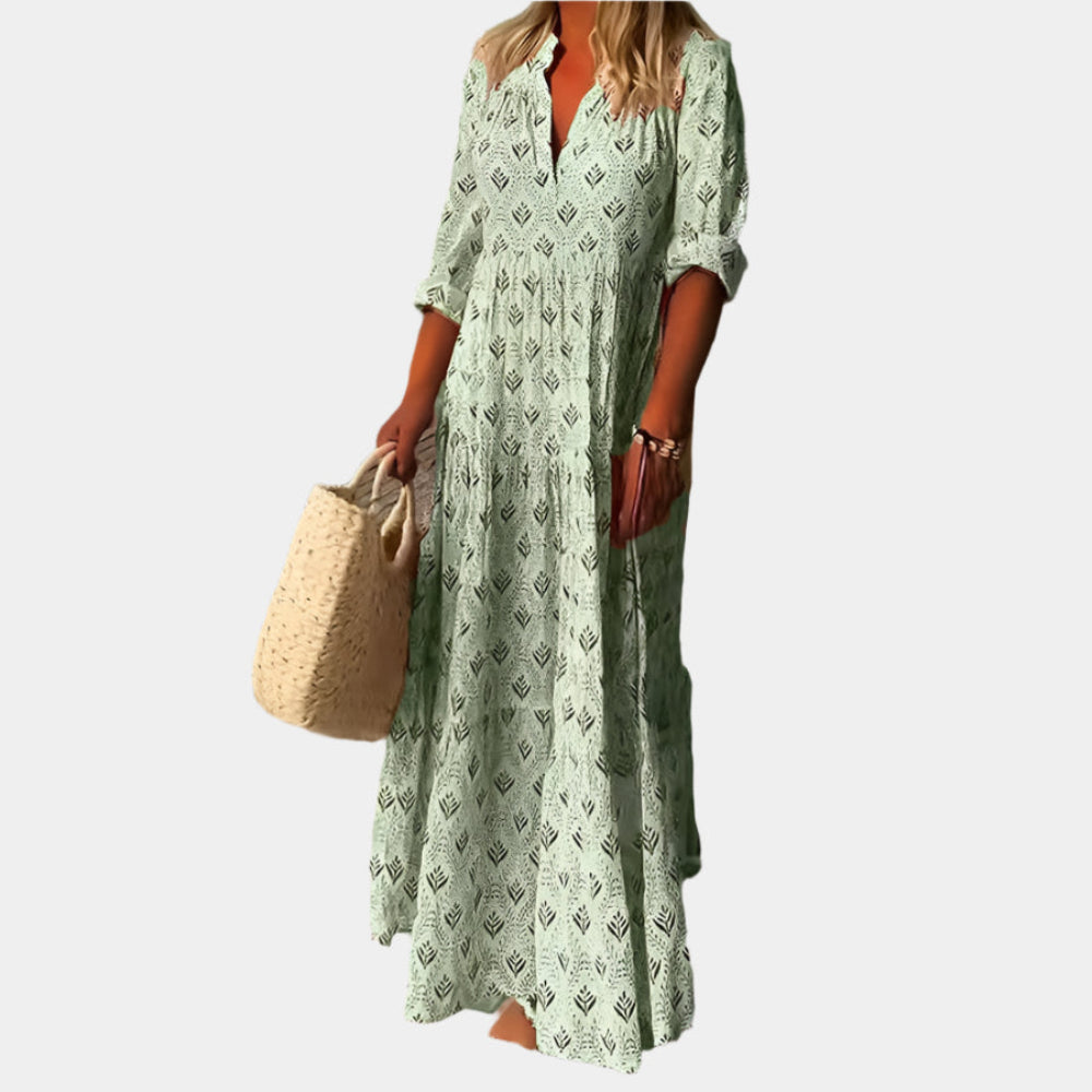 Khloe - Robe longue confortable et chic pour femmes Vert