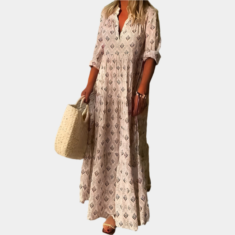 Khloe - Robe longue confortable et chic pour femmes Beige