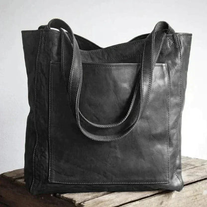 Léa - Sac à Bandoulière Élégant en Cuir Végan, Tendance et Polyvalent Noir