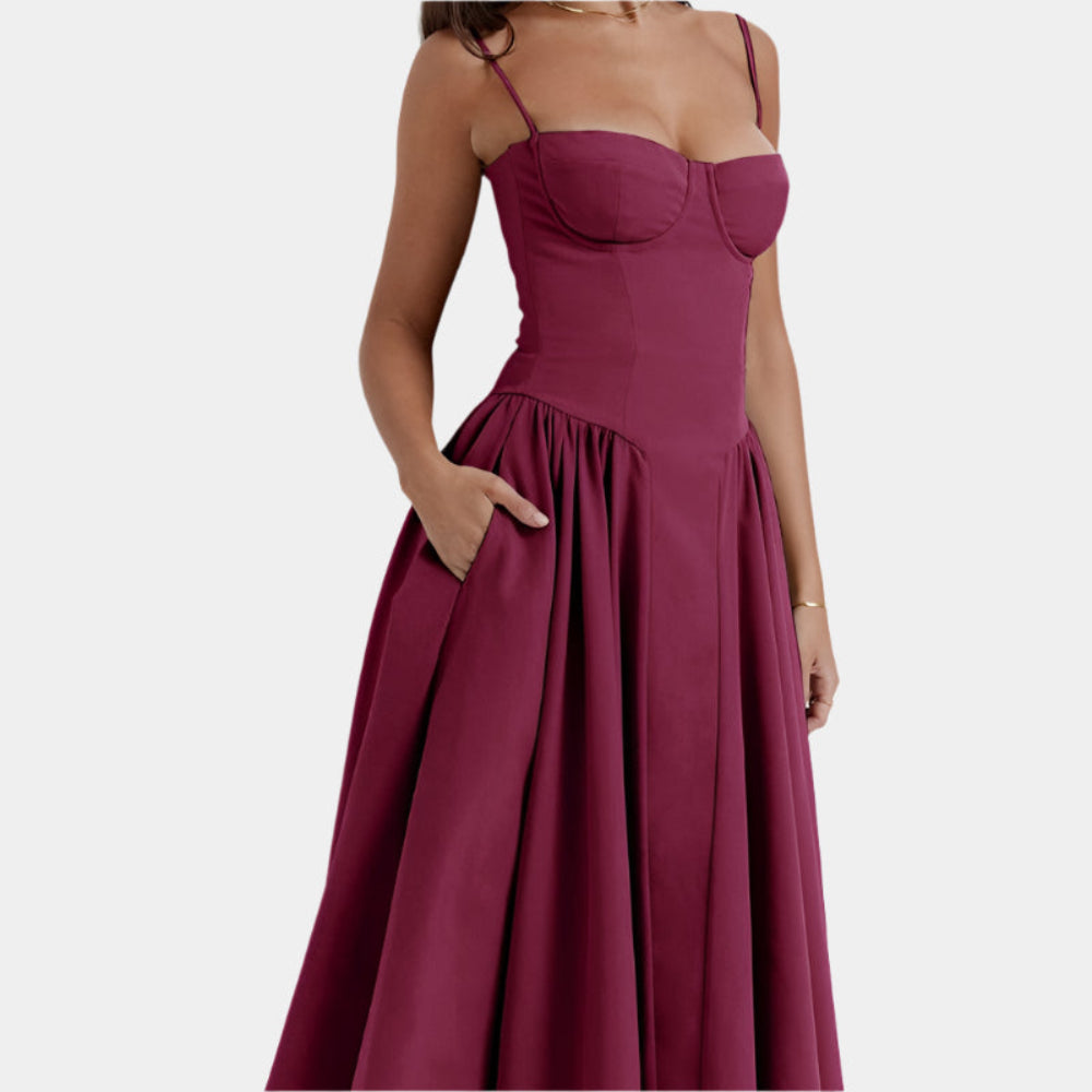 Deyah - Robe corsetée élégante pour femme Vin Rouge