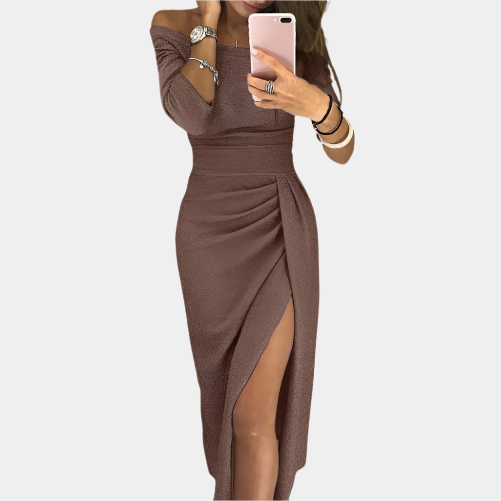Naomi - Robe élégante et scintillante pour femmes Brun