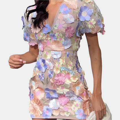 Mariella - Mini robe élégante à fleurs pour femmes Pastel