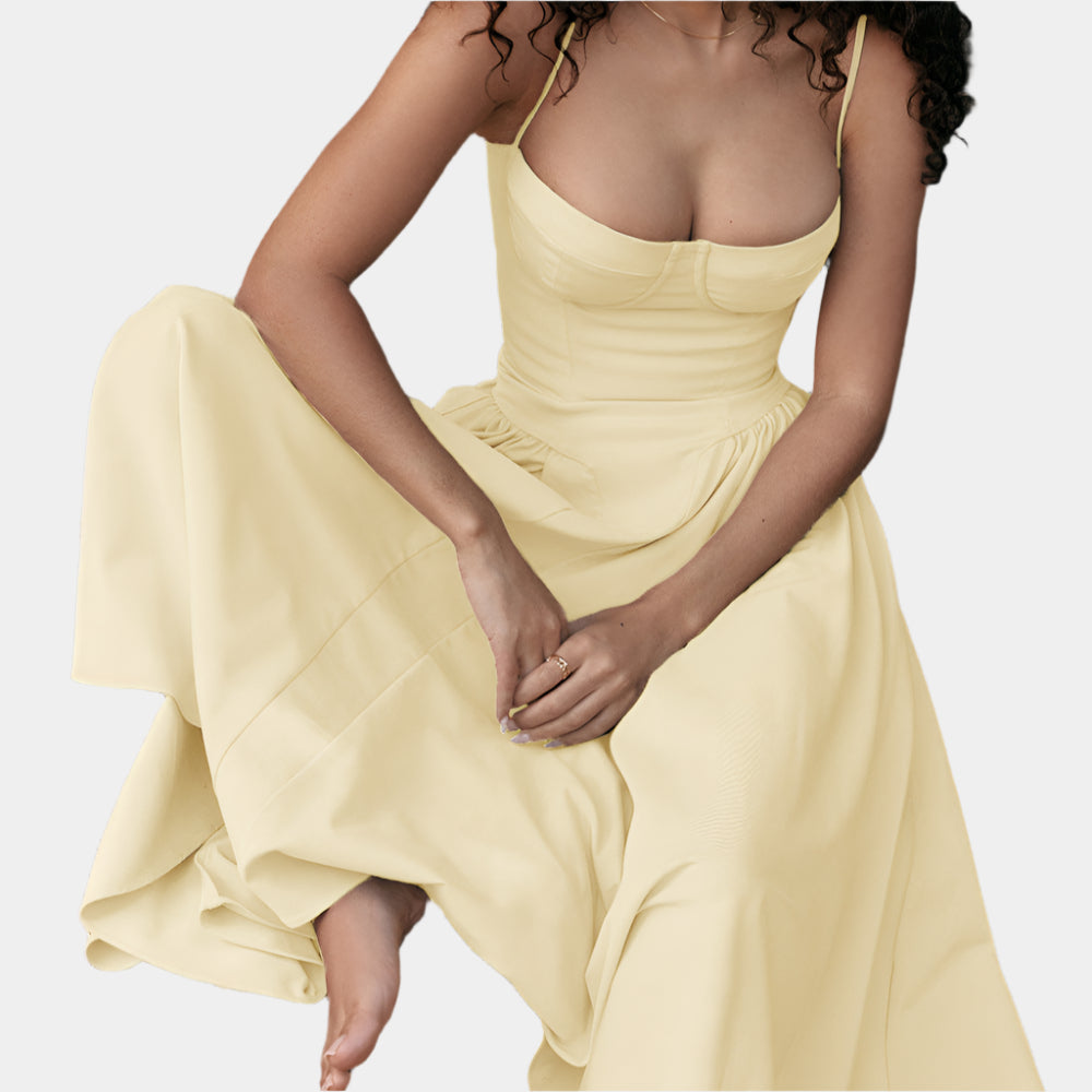 Deyah - Robe corsetée élégante pour femme Jaune