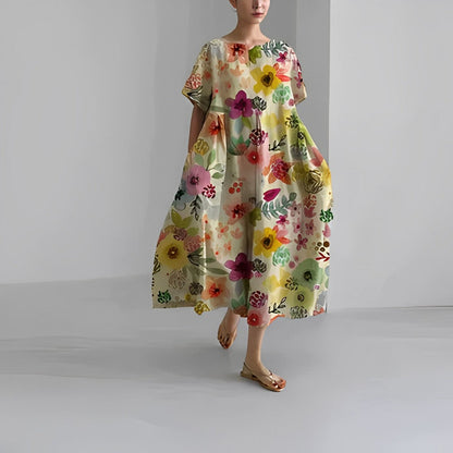 Maya – Robe Midi Fluide à Imprimé Bohème Multicolore