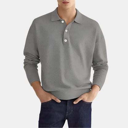 Arlo - Polo confortable à manches longues pour hommes Gris
