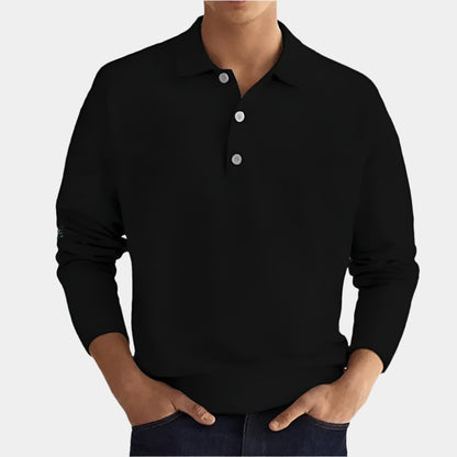 Arlo - Polo confortable à manches longues pour hommes Noir