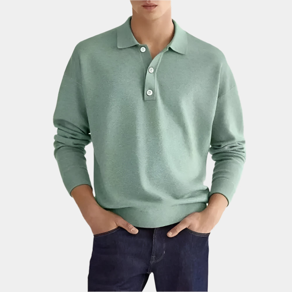 Arlo - Polo confortable à manches longues pour hommes Vert