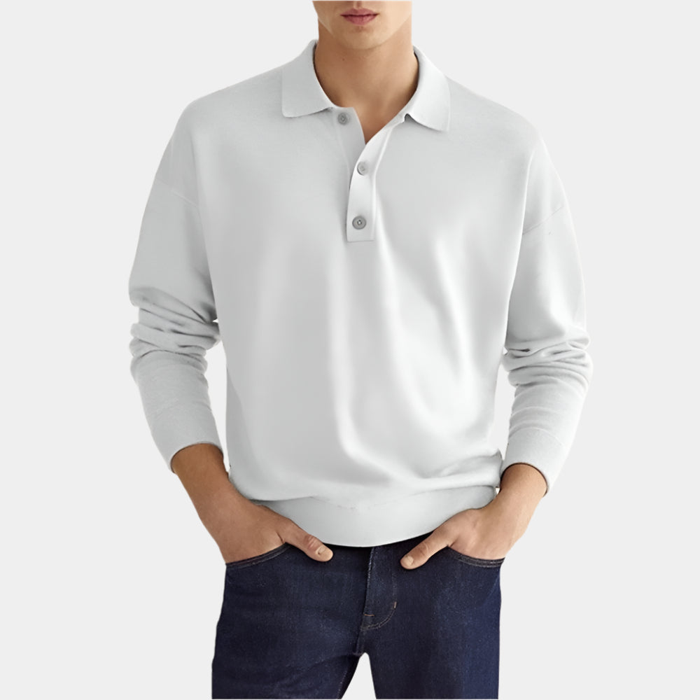 Arlo - Polo confortable à manches longues pour hommes Blanc