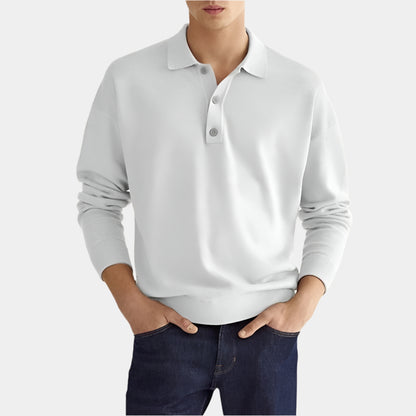 Arlo - Polo confortable à manches longues pour hommes Blanc