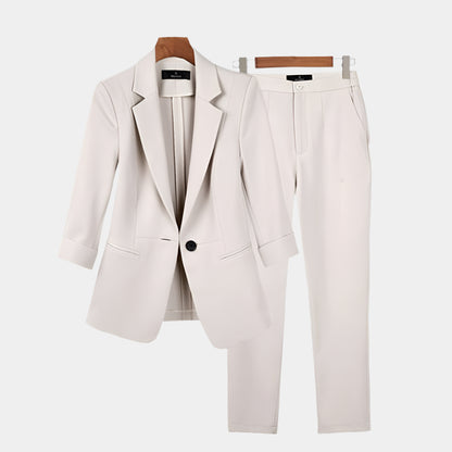 Xena - Élégant ensemble blazer et pantalon pour femmes Beige